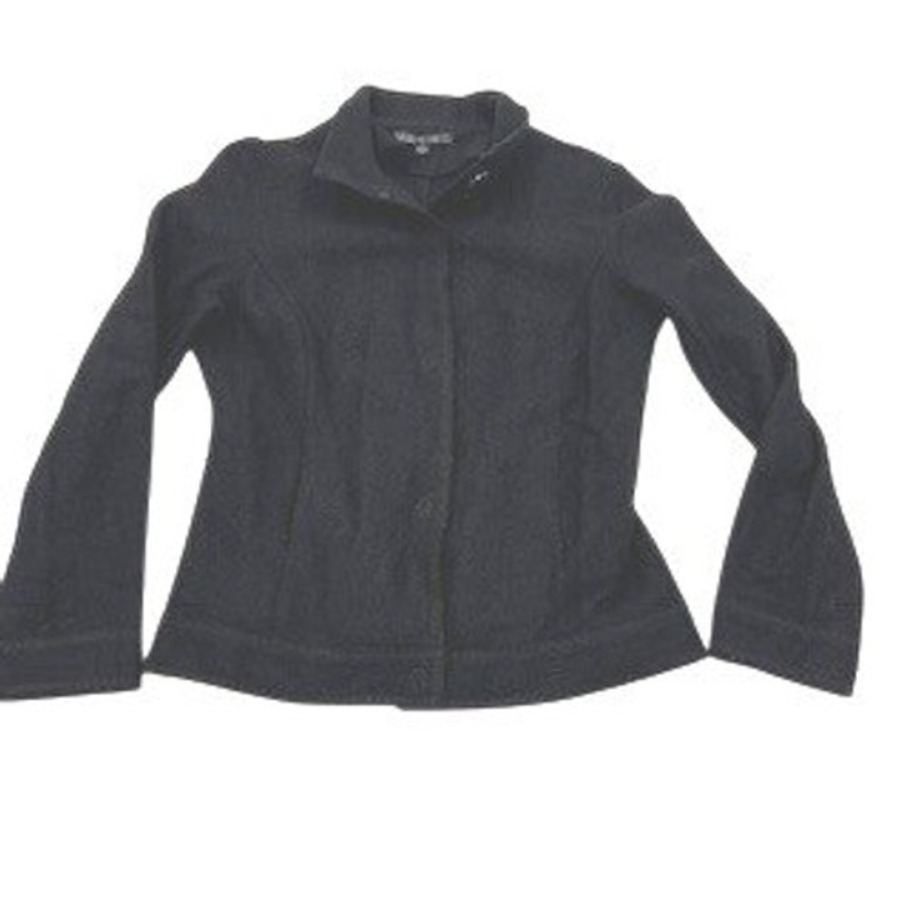 Lafayette 148‎ New York Womens black 100% Boiled Wool Stand Collar Jacket Size 6 - Picture 2 of 15